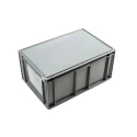 Schoeller Allibert 54L Grey Plastic Storage Box with Hinged Lid, Stackable, Euro Box, Dimensions 291mm x 400mm x R21C54.50