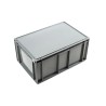 Schoeller Allibert 54L Grey Plastic Storage Box with Hinged Lid, Stackable, Euro Box, Dimensions 291mm x 400mm x R21C54.50