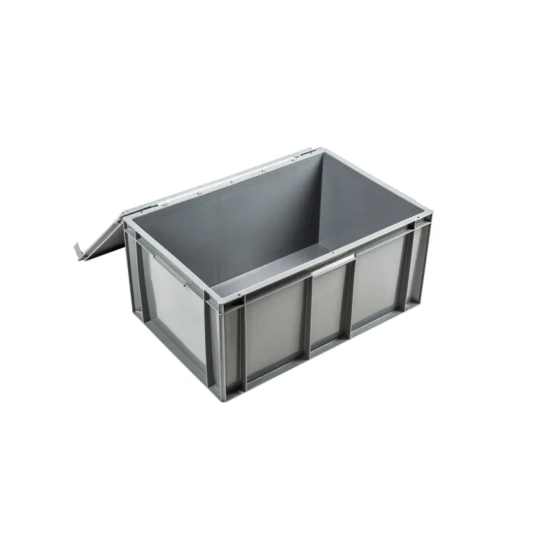 Schoeller Allibert 54L Grey Plastic Storage Box with Hinged Lid, Stackable, Euro Box, Dimensions 291mm x 400mm x R21C54.50