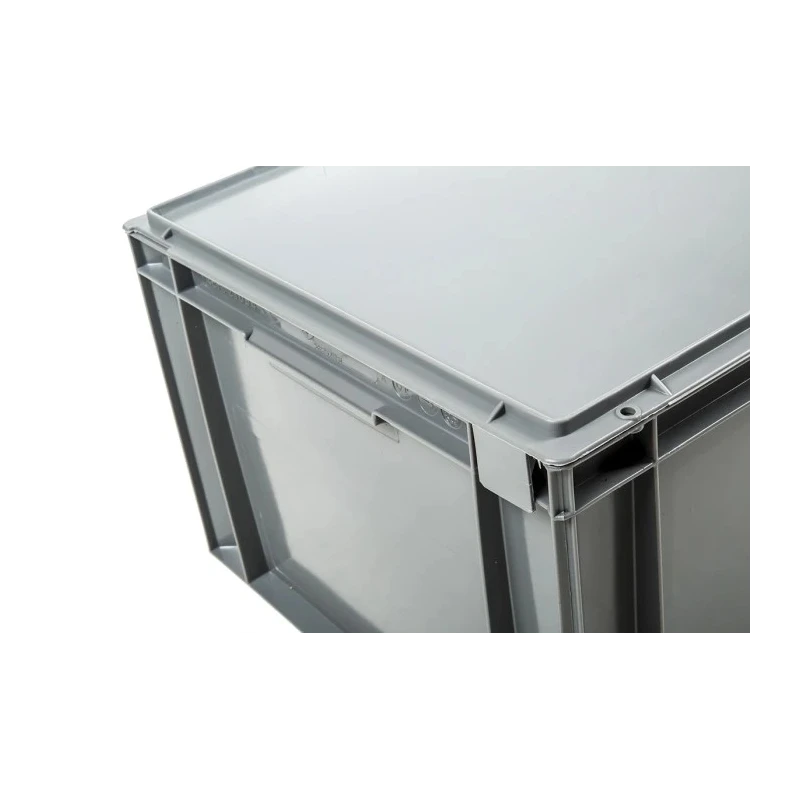 Schoeller Allibert 54L Grey Plastic Storage Box with Hinged Lid, Stackable, Euro Box, Dimensions 291mm x 400mm x R21C54.50