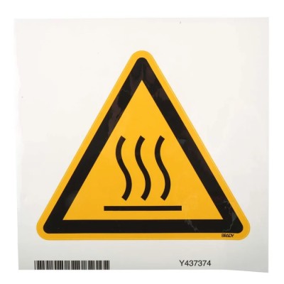 Brady Hazard Warning Sign Label Hot Surface Self-Adhesive Polyethylene Terephthalate 200mm x PIC 315-TRI 200-B7541 (BRANDED)