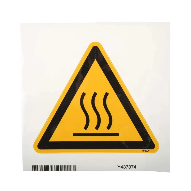 Brady Hazard Warning Sign Label Hot Surface Self-Adhesive Polyethylene Terephthalate 200mm x PIC 315-TRI 200-B7541 (BRANDED)