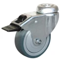 Guitel Hervieu Braked Swivel Castor 75 mm Wheel Diameter Rubber Wheel, 60 kg Load Capacity, Bright Zinc Plated 313722