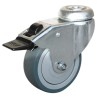 Guitel Hervieu Braked Swivel Castor 75 mm Wheel Diameter Rubber Wheel, 60 kg Load Capacity, Bright Zinc Plated 313722