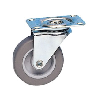 Guitel Hervieu Swivel Castor 15 kg Load Capacity 42 mm Rubber Wheel Pressed Steel Frame Bright Zinc Plated 55031100