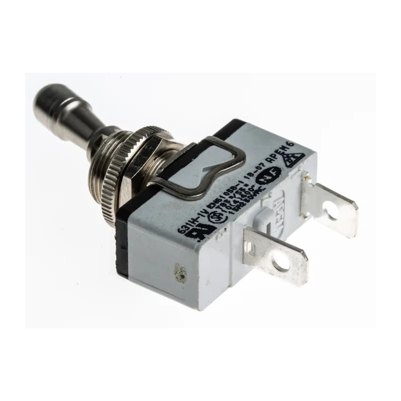 APEM Toggle Switch Panel Mount On-Off SPST 10A 24V dc 250V ac Nickel Plated Brass Actuator 631H/2-1V