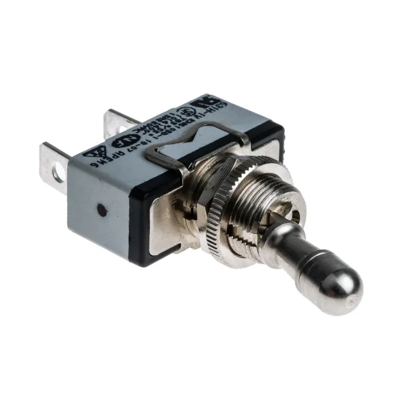 APEM Toggle Switch Panel Mount On-Off SPST 10A 24V dc 250V ac Nickel Plated Brass Actuator 631H/2-1V