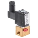 Burkert 3 Port NC Solenoid Valve, Brass Body, 24V DC, 3.18 mm Inlet/Outlet, Series 6012 134163