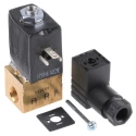 Burkert 3 Port NC Solenoid Valve, Brass Body, 24V DC, 3.18 mm Inlet/Outlet, Series 6012 134163