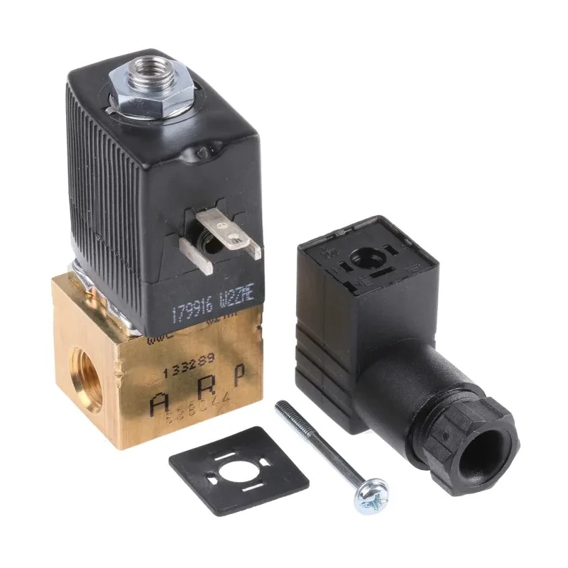 Burkert 3 Port NC Solenoid Valve, Brass Body, 24V DC, 3.18 mm Inlet/Outlet, Series 6012 134163