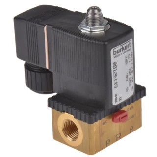 Burkert 3-Port Normally Closed Brass Body Solenoid Valve 230V AC, 2mm Orifice 126149