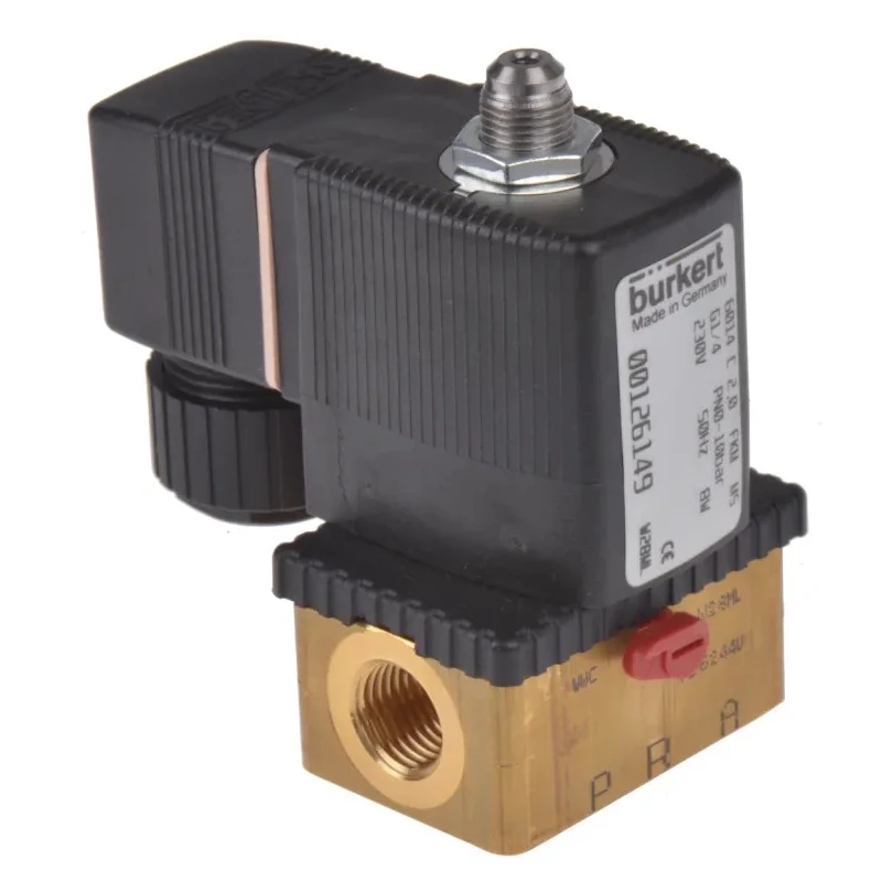Burkert 3-Port Normally Closed Brass Body Solenoid Valve 230V AC, 2mm Orifice 126149