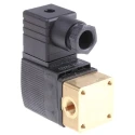 Burkert 3 Port NC Brass Body Solenoid Valve 24V AC, 2 mm Orifice Diameter 125334