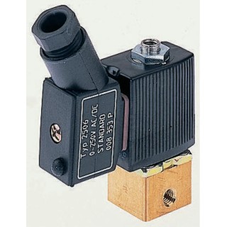 Burkert Brass 3 Port Normally Closed Solenoid Valve 24V DC 3.18 mm Inlet/Outlet Orifice Diameter 1.2 mm Series 6012 134152