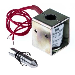 Mecalectro 8.M11.AA.52 Linear Solenoid, 12V DC, Pull Action, 6mm Stroke, 4W Continuous Power 8.M11 AA 52 12 VCC 100%
