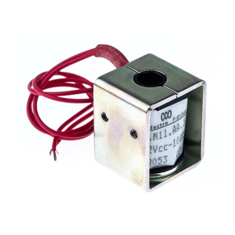 Mecalectro 8.M11.AA.52 Linear Solenoid, 12V DC, Pull Action, 6mm Stroke, 4W Continuous Power 8.M11 AA 52 12 VCC 100%