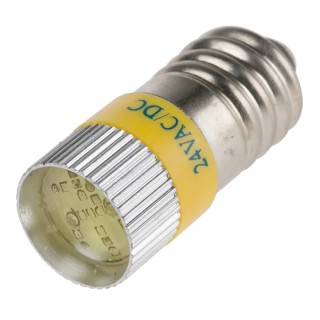 RS PRO Yellow Indicator Lamp Multichip, 24V DC, E10 Base, 10mm Diameter 209-917