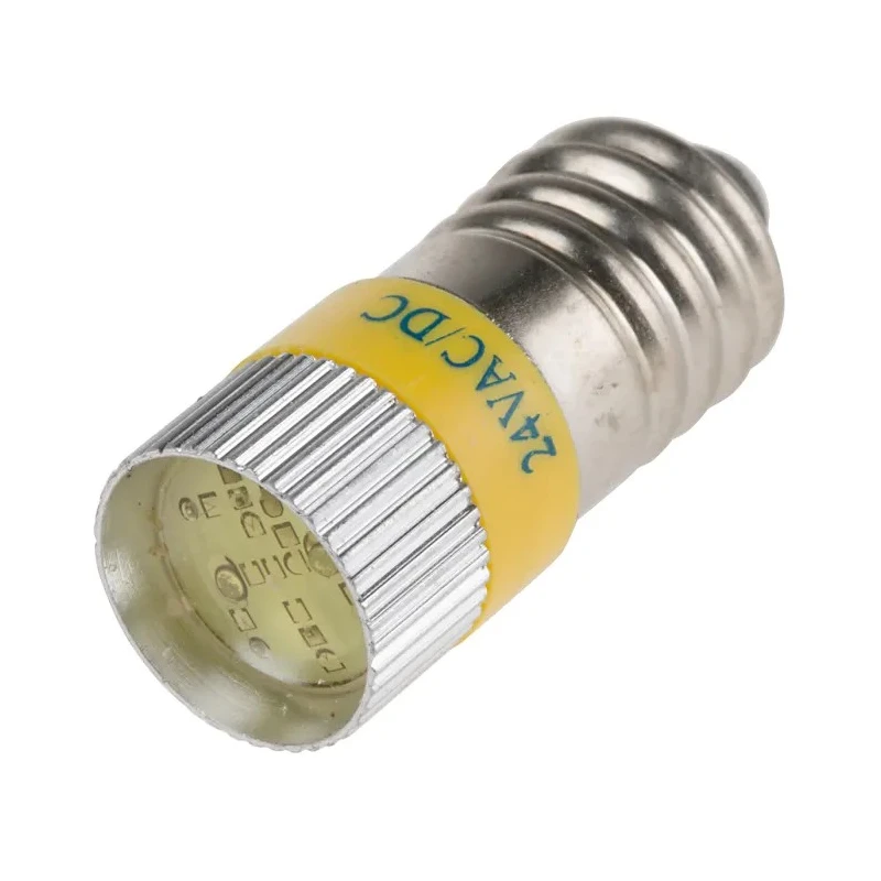 RS PRO Yellow Indicator Lamp Multichip, 24V DC, E10 Base, 10mm Diameter 209-917