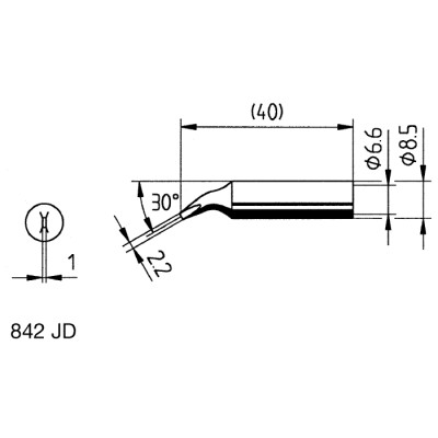 Ersa 2.2 mm Chisel 40 mm Soldering Iron Tip with 30° Angle for Power Tool 842JD