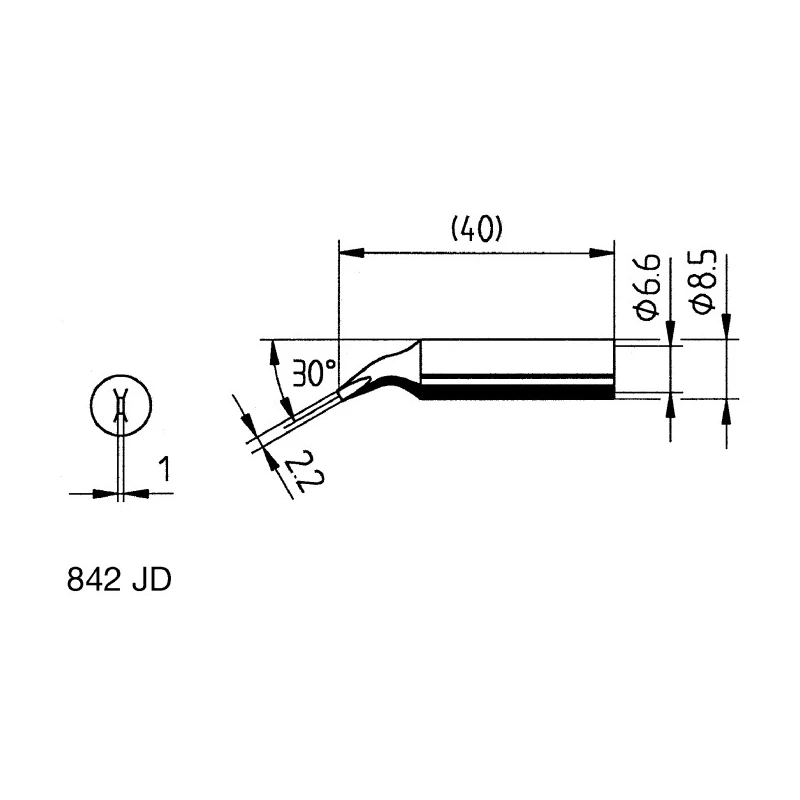 Ersa 2.2 mm Chisel 40 mm Soldering Iron Tip with 30° Angle for Power Tool 842JD