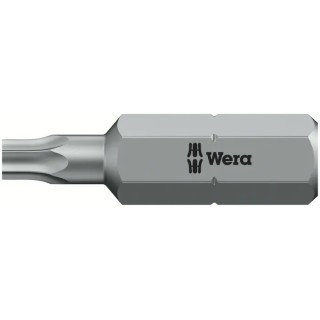 Wera Screwdriver Bit, 6.35 mm Tip, T10 Tip, Hex Drive, Stainless Steel, Chrome Plated, 1-Piece 05066500001