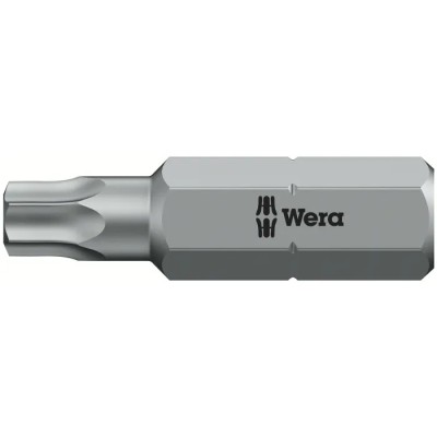 Wera Screwdriver Bit, Hex Drive, 6.35 mm Drive Size, T25 Tip, 25 mm Overall Length, 1-Piece 05066515001