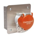 Craig & Derricott Stay Put Control Station Switch, SPDT, Stainless Steel, 9 Cutouts, Red Emergency Stop, IP65 EMSH/P/F1/F/CO