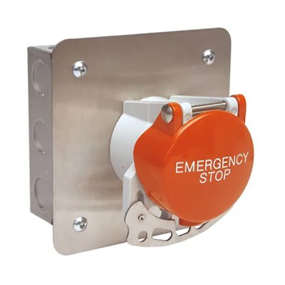 Craig & Derricott Stay Put Control Station Switch, SPDT, Stainless Steel, 9 Cutouts, Red Emergency Stop, IP65 EMSH/P/F1/F/CO