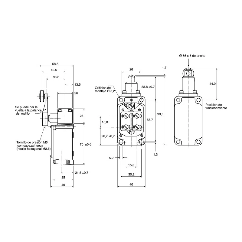 Honeywell Technologies LS Series Plunger Limit Switch, SPDT, IP67, Die Cast Zinc Housing, 240V AC, 6A 2LS1-4CN151