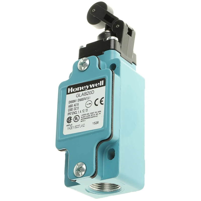 Honeywell Technologies GLA Series Plunger Limit Switch, DPDT, IP67, Die Cast Zinc Housing, 600V AC, 6A GLAB20D
