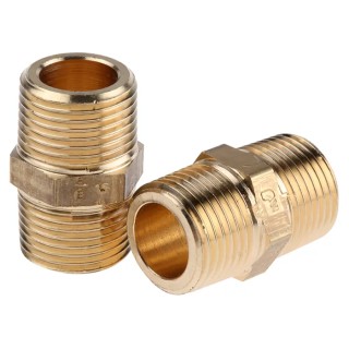 Legris Pneumatic Brass Pipe Fitting Straight Threaded Adapter Male R 3/8 in to Male R 3/8 in 0121 17 17