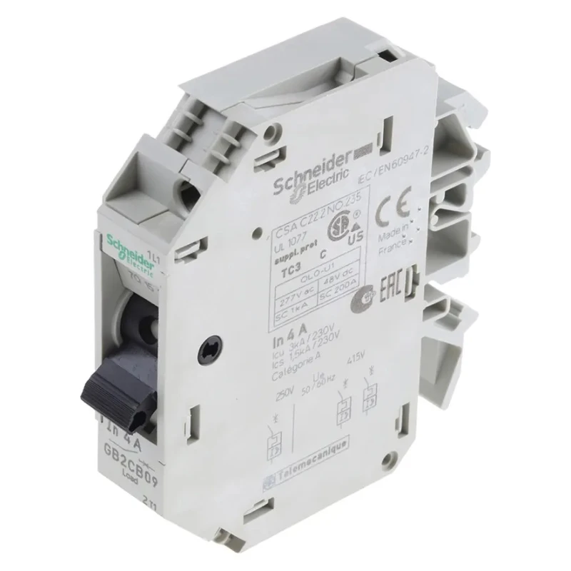 Schneider Electric TeSys TeSyS GB2 Thermal Circuit Breaker 4A Current Rating 1-Pole DIN Rail Mount GB2CB09