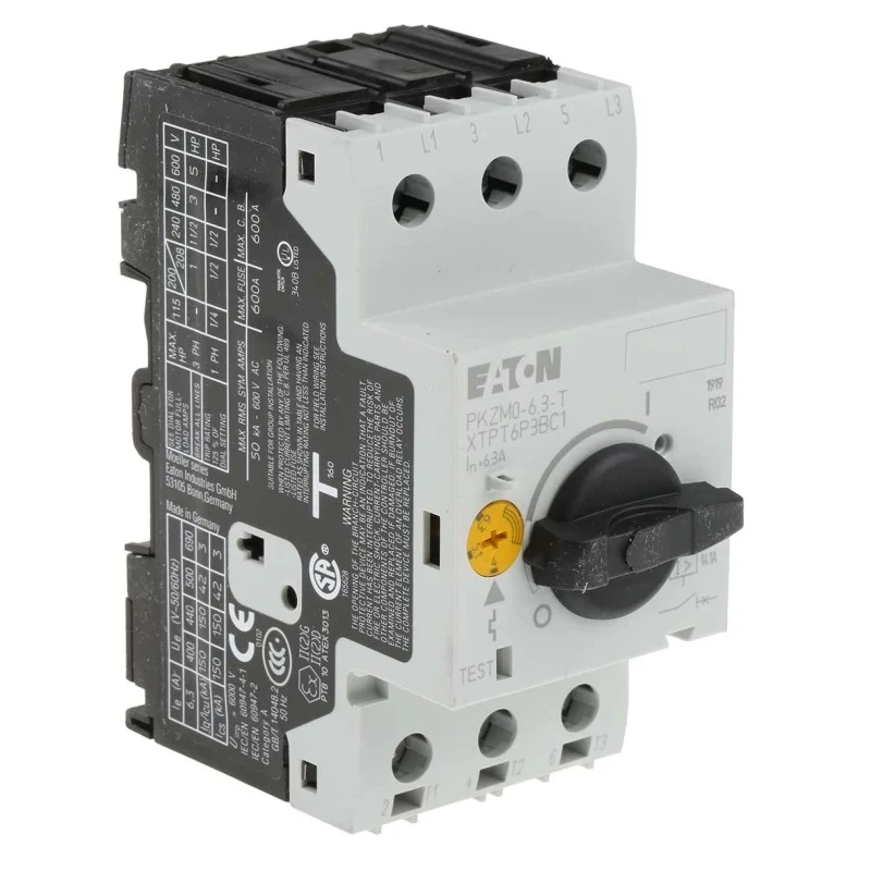 Eaton Motor Protection Circuit Breaker PKZM0-6,3-T 4A, 6.3A Current Rating, 690V AC, IP20, -25°C to 55°C 088915 PKZM0-6,3-T