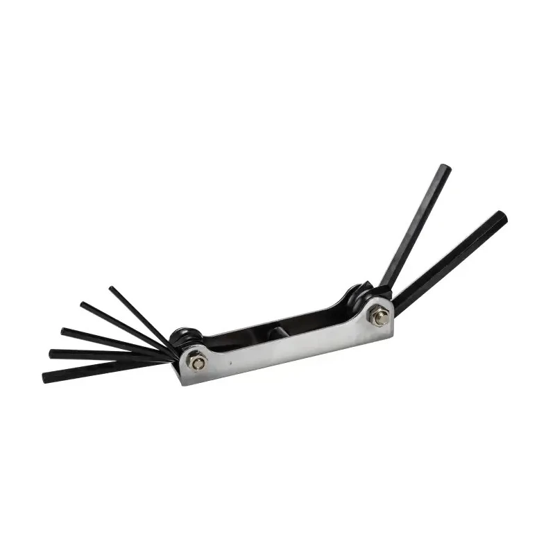 NEUTRAL 7 Piece Folding Metric Hex Key Set, Hex Sizes 2.5 mm to 10 mm, Chrome Vanadium Steel Blackened Finish 314-2977