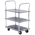 RS PRO 3 Shelf Steel Trolley 470 mm Platform Length, 120 kg Load Capacity, 2 Fixed + 2 Swivel Wheels, 725 mm 251-924