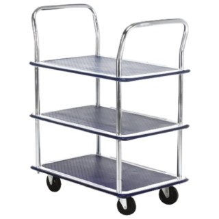 RS PRO 3 Shelf Steel Trolley 470 mm Platform Length, 120 kg Load Capacity, 2 Fixed + 2 Swivel Wheels, 725 mm 251-924