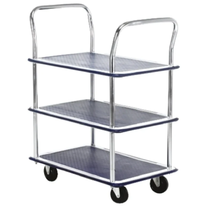 RS PRO 3 Shelf Steel Trolley 470 mm Platform Length, 120 kg Load Capacity, 2 Fixed + 2 Swivel Wheels, 725 mm 251-924