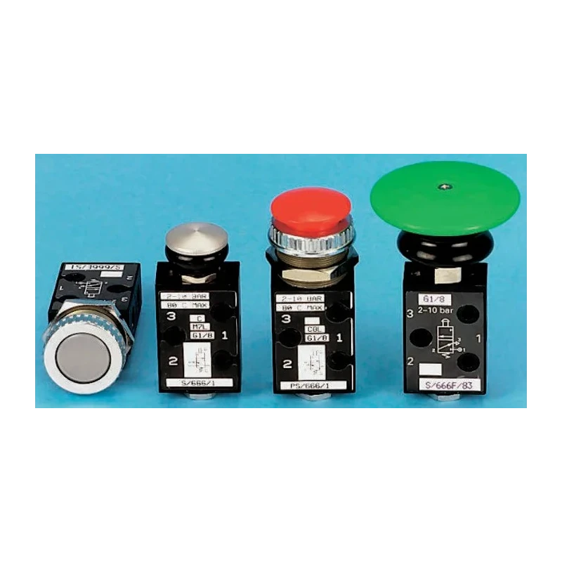 Norgren Push Button Pneumatic Manual Control Valve S666 Series, G 1/8 Port, 3/2 Valve Function, Die Cast Zinc PS/666/1/N