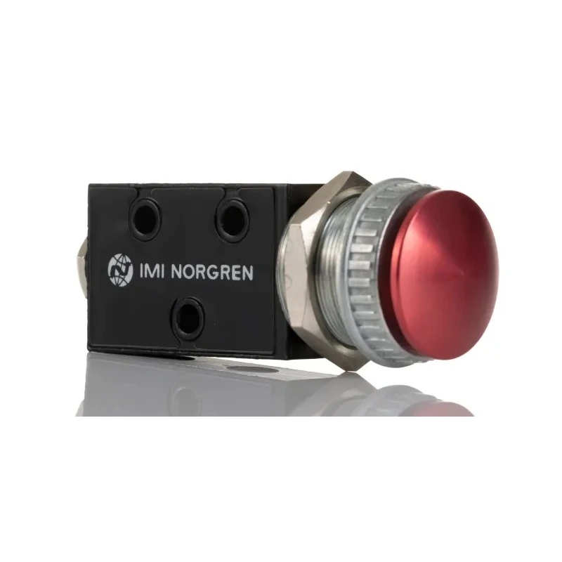Norgren Push Button Pneumatic Manual Control Valve G 1/8, Die Cast Zinc Body, 10 Bar Pressure, Red Button PS/666/1/R