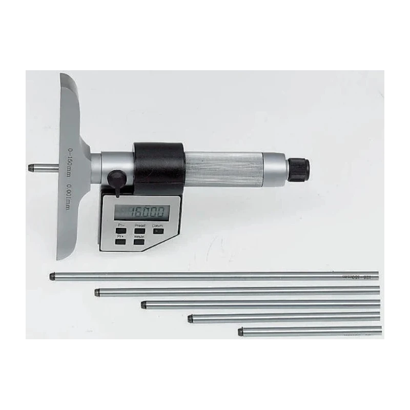 RS PRO 150 mm Imperial & Metric Depth Gauge Micrometre 150 mm Chrome Finish ±0.005 mm Accuracy 315-7834