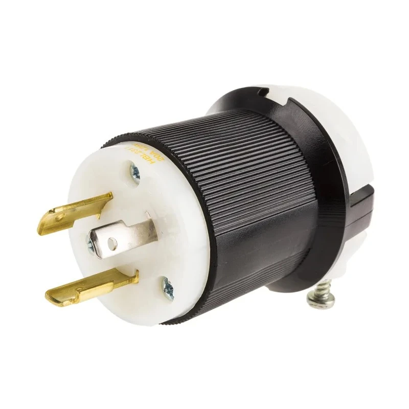 Hubbell 20A 125V USA Mains Plug Black Nylon Cable Screw Termination HBL2311