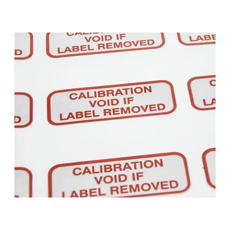 RS PRO Adhesive Pre-Printed Red Label Calibration Void If Label Removed, 40mm x 15mm, Pack of 140 316-4775