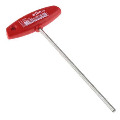 Wiha T Metric Hex Key, 4 mm Hex Size, Long Arm, Nickel Plated Chrome Vanadium Steel 22170