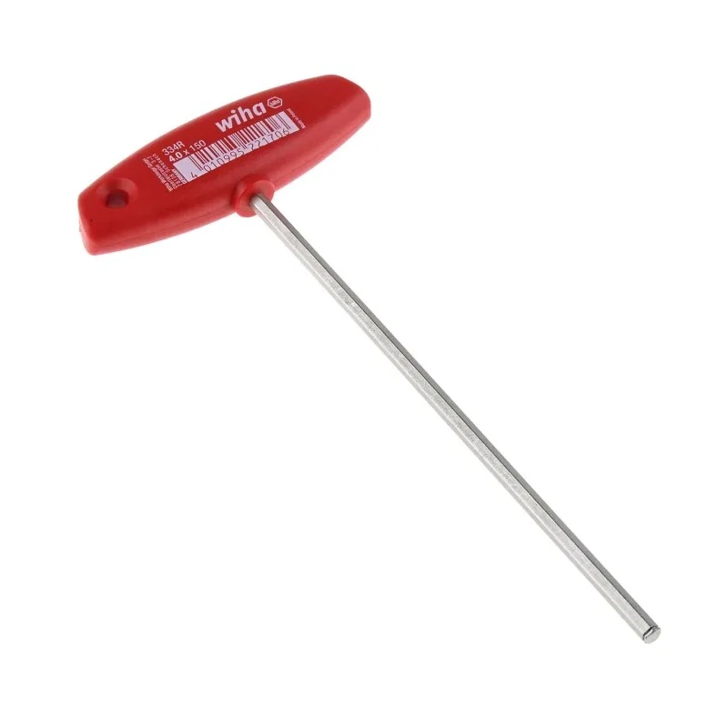 Wiha T Metric Hex Key, 4 mm Hex Size, Long Arm, Nickel Plated Chrome Vanadium Steel 22170