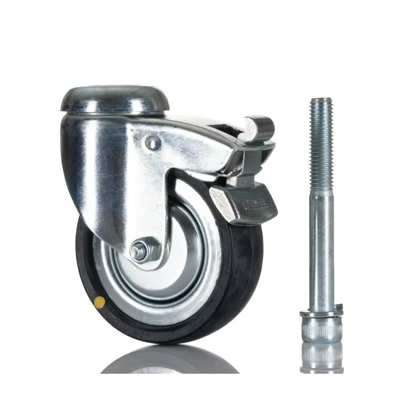 Tente Swivel Castor with Rubber Wheel 75 mm Diameter, 60 kg Load Capacity, M10 Stud Fixing 2477DYK075P30CHC10X90