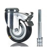 Tente Swivel Castor with Rubber Wheel 75 mm Diameter, 60 kg Load Capacity, M10 Stud Fixing 2477DYK075P30CHC10X90