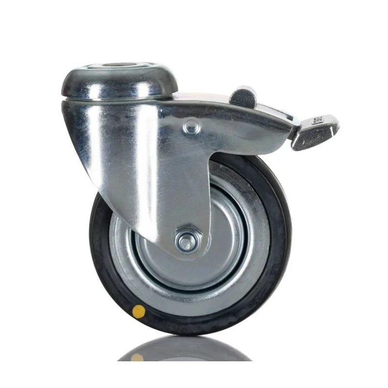 Tente Swivel Castor with Rubber Wheel 75 mm Diameter, 60 kg Load Capacity, M10 Stud Fixing 2477DYK075P30CHC10X90