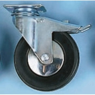 Tente Braked Swivel Castor 80 kg Load Capacity 100 mm Rubber Wheel 137 mm Height 32 mm Width 2477UYP100P50