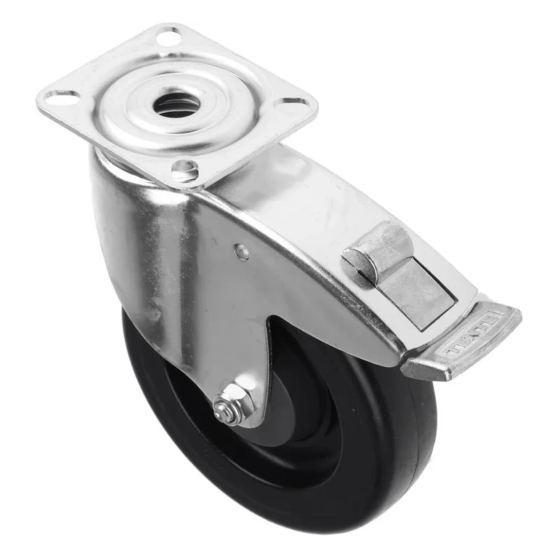 Tente Braked Swivel Castor 100 kg Load Capacity 125 mm Rubber Wheel 2477UYP125P50