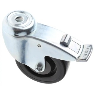 Tente Swivel Castor with 100 mm Rubber Wheel and 80 kg Load Capacity, Precision Ball Bearing, Steel Hub 2477UYP100P30CHC10X90